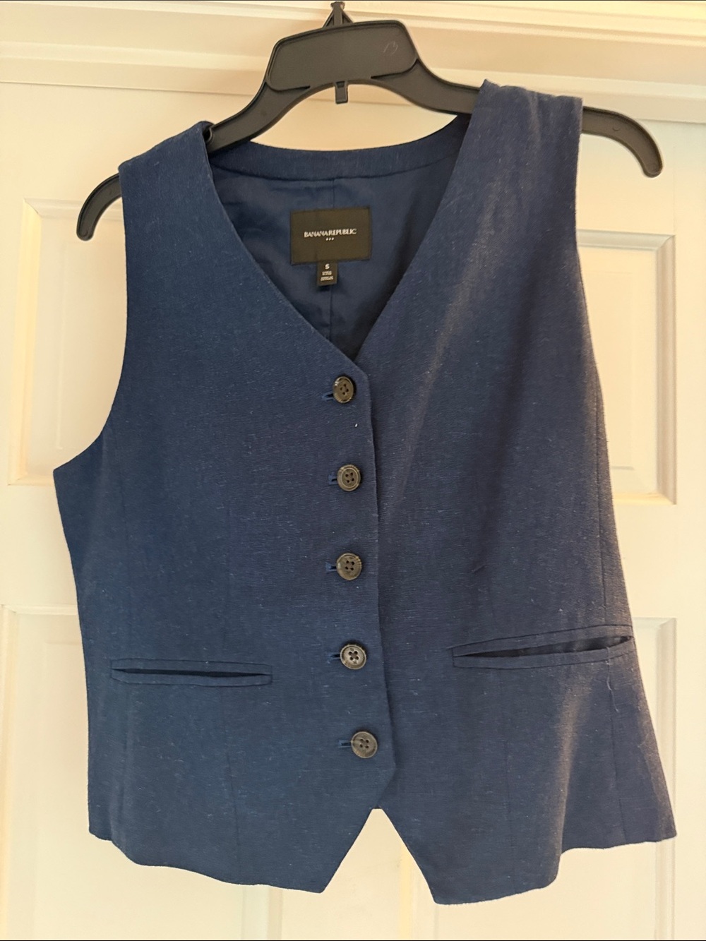 Banana Republic Factory Navy Blue Women's Buttoned Tailored Top